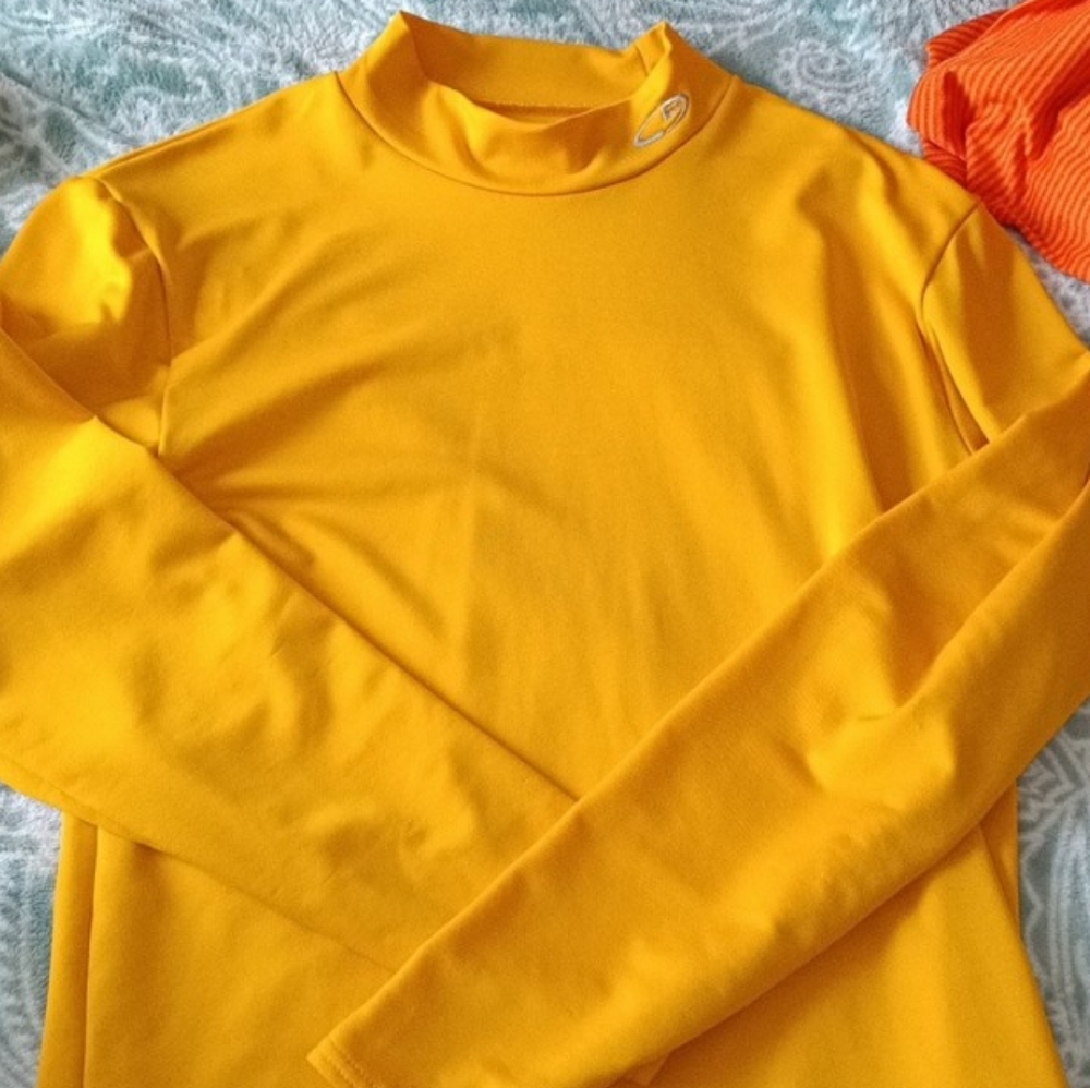 Champion Men Duo Dry Long Sleeves Active Shirt Size XXL Color Mustard Yellow